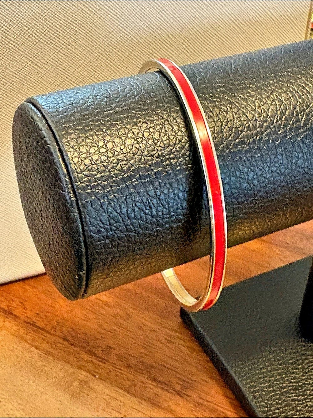 Monet Red & Silver Enamel Bangle Like New